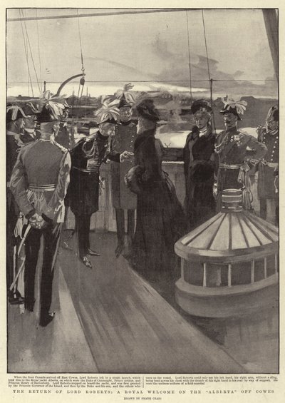 The Return of Lord Roberts, a Royal Welcome on the Alberta off Cowes by Frank Craig